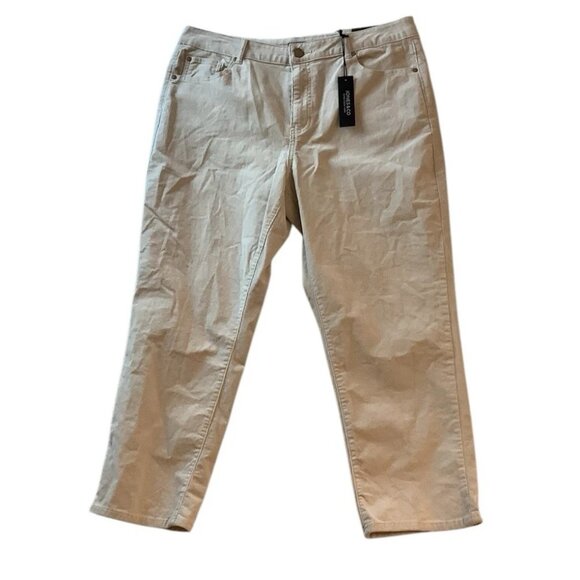 NWT Jones New York Ivory Corduroy Jeans Straight Leg High Waist Size 16 - Picture 1 of 10